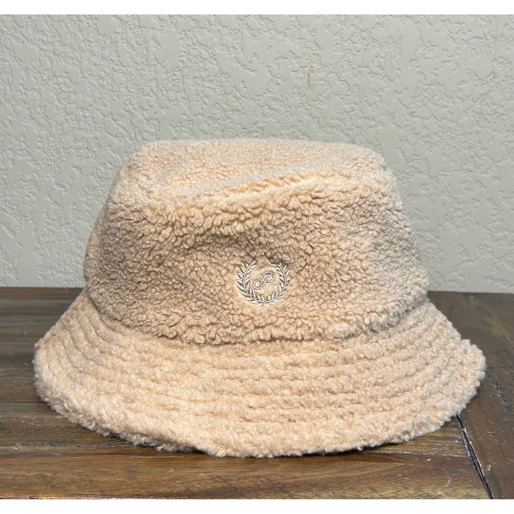 PINK Victoria's Secret Teddy Bucket Hat Beige Faux Fur NWT One Size